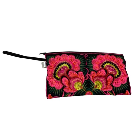 FINAL SALE Sam Well Boho Floral Embroidered Colorful Wristlet One Size - Picture 6 of 8